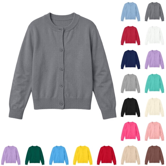 XRoczxe Unisex Kids Button Front Knit Cardigan Soft Gentle Fabric Multi Dopamine Color All-Match Outer & Inner Layer Basic Sweater