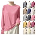 thumbnail image 1 of XRoczxe Women Crew Neck Ribbed Long Sleeve Slim Fit Thermal Top Soft Skin-Friendly Windproof Warm Base Layer Multi Fresh Solid Color Casual Winter Layering Shirt, 1 of 5