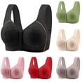 thumbnail image 1 of XRoczxe Women Front Closure Lace Bra Wide Shoulder Straps Wire Free Supportive Non Sag Comfort Everyday Underwear Multiple Solid Colors, 1 of 4