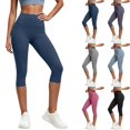 thumbnail image 1 of XRoczxe Women High Waist Capri Yoga Leggings Soft Stretchy Cropped Workout Pants Multi Solid Color Comfort Fit for Sports Gym Daily Casual Wear, 1 of 6