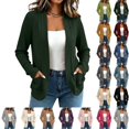 thumbnail image 1 of XRoczxe Women Ribbed Knit Open Front Cardigan, Long Sleeve Solid Color Casual Sweater Coat with Pockets for Spring Fall Winter Daily Outfits Green_1, 1 of 7