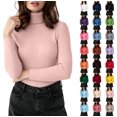 thumbnail image 1 of XRoczxe Women Ribbed Turtleneck Long Sleeve Knit Top, Slim Fit Basic Pullover, Versatile Fall Winter Layering Sweater, 1 of 8