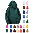 thumbnail image 1 of XRoczxe Women Solid Color Long‑Sleeve Hooded Sweatshirt With Front Kangaroo Pocket, Casual Loose‑Fit Basic Pullover Hoodie, Multiple Colors Available, 1 of 6