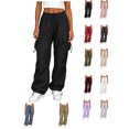 thumbnail image 1 of XRoczxe Women’s High Waist Cargo Pants, Casual Loose Wide Leg Drawstring Jogger Trousers with Multi‑Pockets, 1 of 6