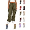 thumbnail image 1 of XRoczxe Women’s High Waist Cargo Pants, Casual Loose Wide Leg Drawstring Jogger Trousers with Multi‑Pockets, 1 of 6