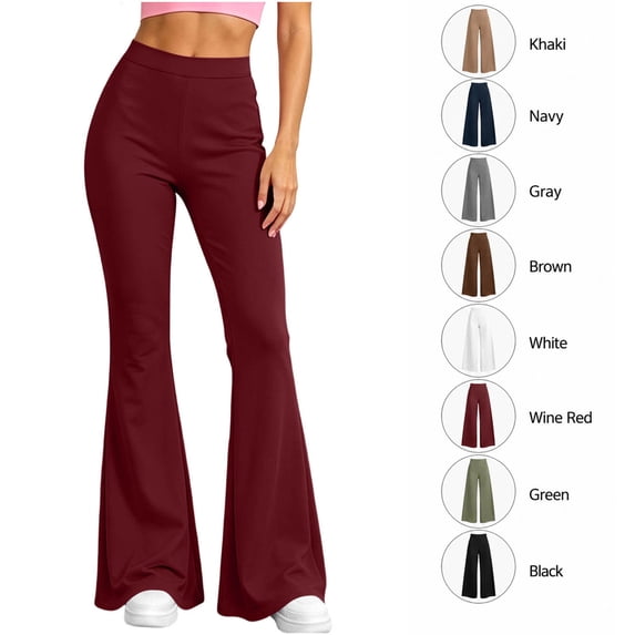 XRoczxe Women's High Waisted Flare Leggings, Soft Stretchy Yoga Pants with Wide Waistband, Casual Bootcut Workout Trousers for Gym Dance & Daily Wear