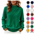 thumbnail image 1 of XRoczxe Women's Mock Neck Pullover Sweater, Soft Knit Long Sleeve Top, Casual Loose Fit Solid Color Jumper for Fall Winter Daily Wear Office, 1 of 6