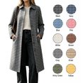 thumbnail image 1 of XRoczxe Women's Plaid Long Trench Coat, Classic Lapel Button Down Checkered Jacket, Casual Fall Winter Outerwear with Pockets for Daily Work Wear S-XXL, 1 of 6