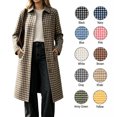 thumbnail image 1 of XRoczxe Women's Plaid Long Trench Coat, Classic Lapel Button Down Checkered Jacket, Casual Fall Winter Outerwear with Pockets for Daily Work Wear S-XXL, 1 of 6