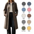 thumbnail image 1 of XRoczxe Women's Plaid Long Trench Coat, Classic Lapel Button Down Checkered Jacket, Casual Fall Winter Outerwear with Pockets for Daily Work Wear S-XXL, 1 of 6