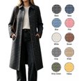 thumbnail image 1 of XRoczxe Women's Plaid Long Trench Coat, Classic Lapel Button Down Checkered Jacket, Casual Fall Winter Outerwear with Pockets for Daily Work Wear S-XXL, 1 of 6