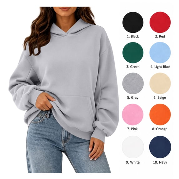 XRoczxe Women's Pullover Hoodie, Long Sleeve Fleece Sweatshirt with Kangaroo Pocket, Soft Casual Loose Fit Hooded Top for Fall Winter Lounge & Daily Wear