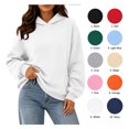 thumbnail image 1 of XRoczxe Women's Pullover Hoodie, Long Sleeve Fleece Sweatshirt with Kangaroo Pocket, Soft Casual Loose Fit Hooded Top for Fall Winter Lounge & Daily Wear, 1 of 9