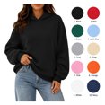 thumbnail image 1 of XRoczxe Women's Pullover Hoodie, Long Sleeve Fleece Sweatshirt with Kangaroo Pocket, Soft Casual Loose Fit Hooded Top for Fall Winter Lounge & Daily Wear, 1 of 9