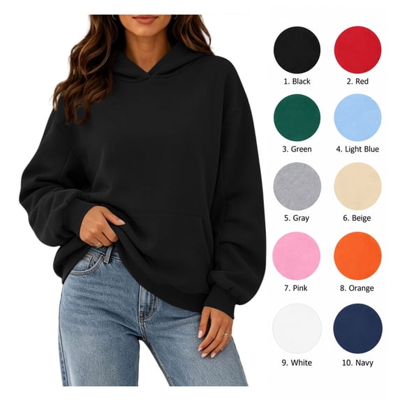 XRoczxe Women's Pullover Hoodie, Long Sleeve Fleece Sweatshirt with Kangaroo Pocket, Soft Casual Loose Fit Hooded Top for Fall Winter Lounge & Daily Wear