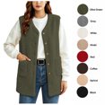 thumbnail image 1 of XRoczxe Women's Sherpa Fleece Vest, Button Down Sleeveless Warm Coat with Pockets, Casual Soft Fuzzy Outerwear for Fall Winter Layering & Daily Wear, 1 of 8