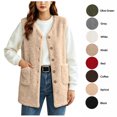 thumbnail image 1 of XRoczxe Women's Sherpa Fleece Vest, Button Down Sleeveless Warm Coat with Pockets, Casual Soft Fuzzy Outerwear for Fall Winter Layering & Daily Wear, 1 of 8