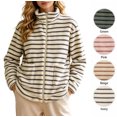 thumbnail image 1 of XRoczxe Women's Striped Fleece Jacket, Soft Sherpa Full Zip Pullover with Pockets, Cozy Warm Winter Coat for Casual Outdoor Fall Wear, 1 of 8