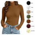 thumbnail image 1 of XRoczxe Women's Turtleneck Long Sleeve Shirt, Soft Stretchy Slim Fit Mock Neck Top, Casual Basic Solid Color Tee for Fall Winter Layering & Daily Wear, 1 of 9