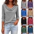 thumbnail image 1 of XRoczxe Womens Long Sleeve Cowl Neck Tops Casual Loose Fit Draped Tunic Tee Shirt Blouse, 1 of 6