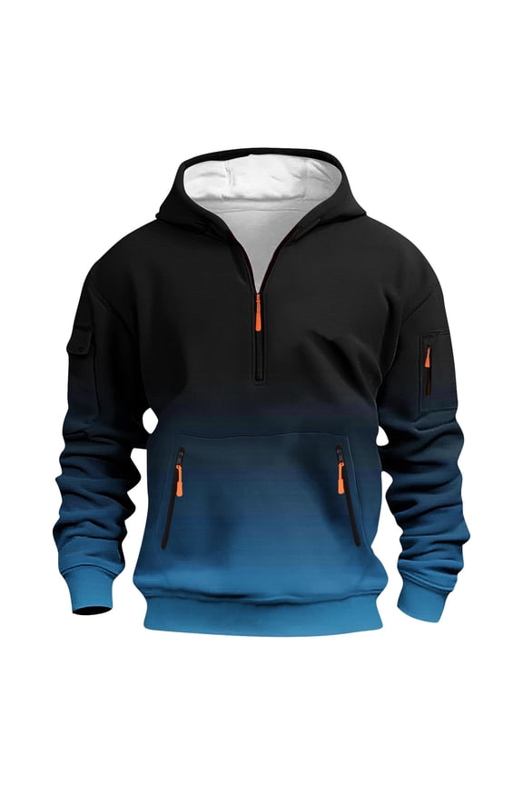 XS-5X Big & Tall Hoodies for Men Plus Size Pullover Fleece Lined Sweatshirts with Pockets and Zipper Long Sleeve Gradient Printed Athletic Hoodie Tops