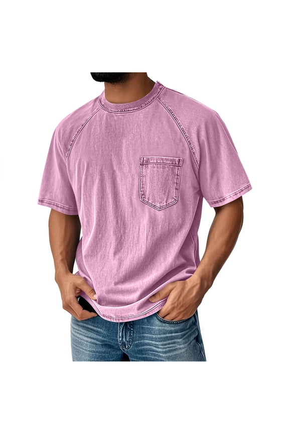 XS-5X Plus Size Mens Big & Tall T-Shirts with Pocket Short Sleeve Tshirts Shirts for Men Summer Casual Crewneck Drop Shoulder Tees Tops