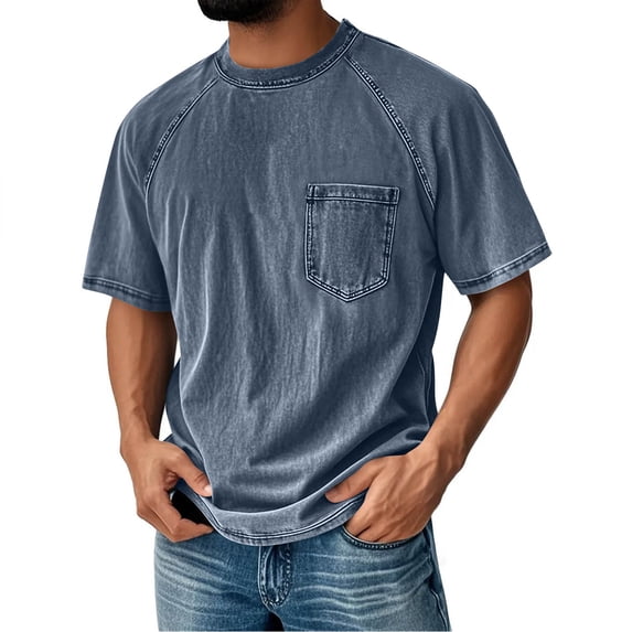 XS-5X Plus Size Mens Big & Tall T-Shirts with Pocket Short Sleeve Tshirts Shirts for Men Summer Casual Crewneck Drop Shoulder Tees Tops