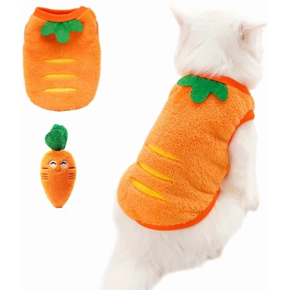 XS Dog Sweater and Carrot Toy Set Warm Cat Clothes Fleece Puppy Sweatshirt for Small Dog Girl boy Chihuahua Sweater Carrot Easter Costume for Yorkie Pug Extra Small Dog (Orange, Medium)