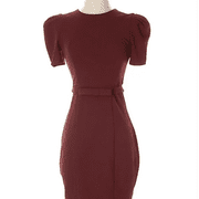 XS Express PUFF SLEEVE BELTED SHEATH DRESS