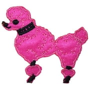 XS Hot Pink Poodle - Dog Facing Left - Iron on Applique/Embroidered Patch