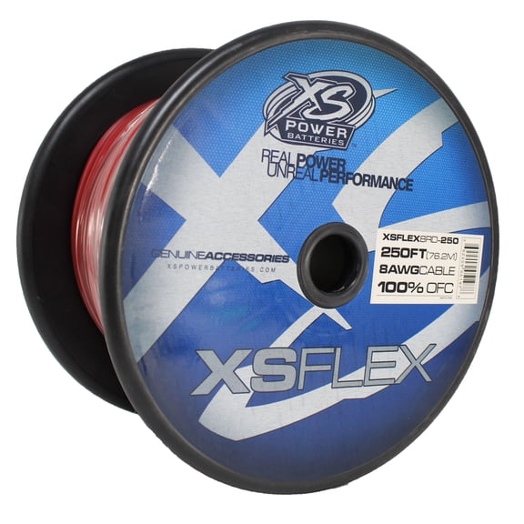 XS Power 8 AWG 100% Oxygen Free Copper XS Flex Power/Ground Wire Red Lot (Full Spool)