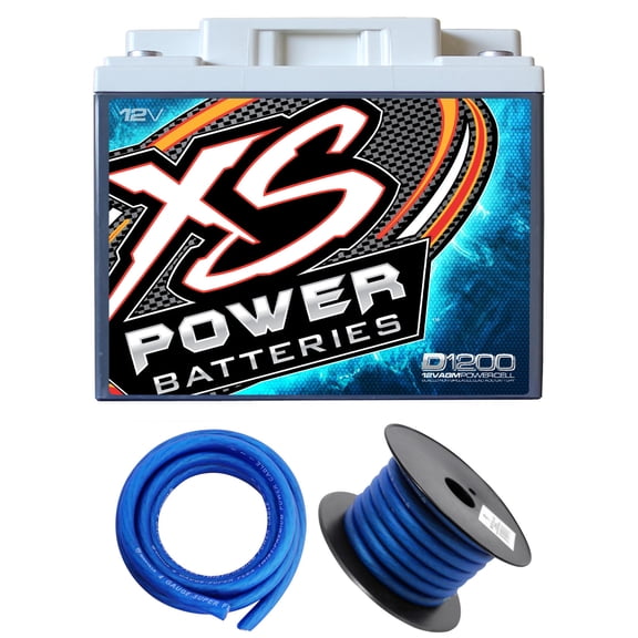 XS Power D1200 2600 Amp Power Cell Car Audio Battery+Hardware+Power/Ground Wires