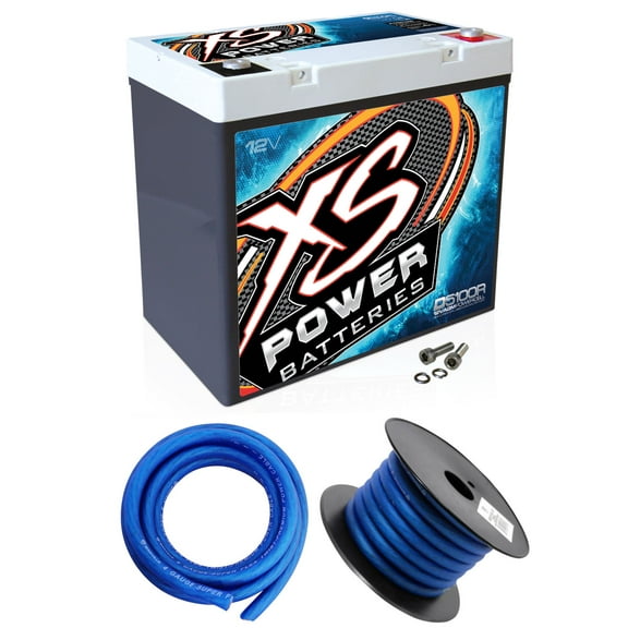 XS Power D5100R 3100 Amp AGM Power Cell Car Audio Battery + Power/Ground Wires