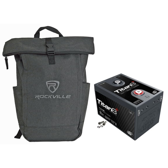 XS Power PWR-S5 Bundle: 12V 5000W Titan8 Lithium Battery, 2000A Max, M6 Terminal Bolt, Rockville RPAK Charcoal Backpack, 2-items