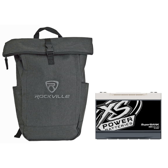 XS Power SB500-34 12V 4000 Watt 500 Farad Super Capacitor Bank with Rockville RPAK Charcoal Backpack, M6 Hardware, 2-items