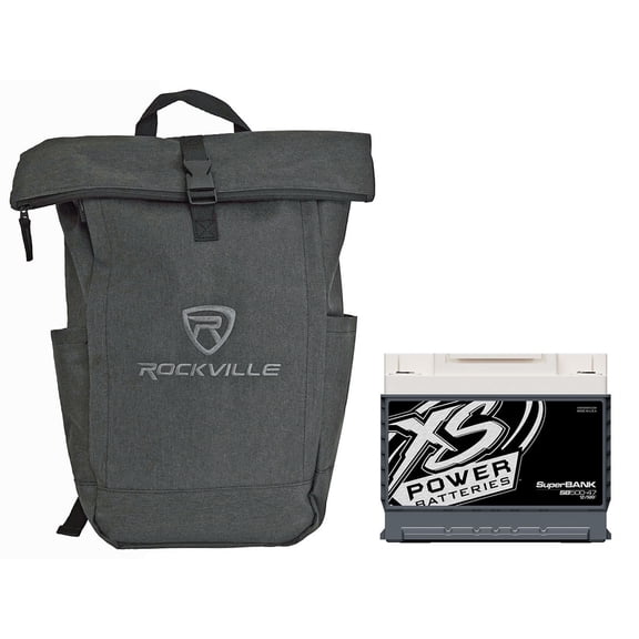 XS Power SB500-47 12V 500 Farad Super Capacitor Bank, 4000 Watt Power Support, with Rockville RPAK Charcoal Backpack, 2-items