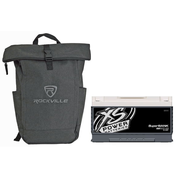 XS Power SB500-49 Bundle: 12V 4000 Watt 500 Farad Super Capacitor Bank, Rockville RPAK Charcoal Backpack Bag, 2-items