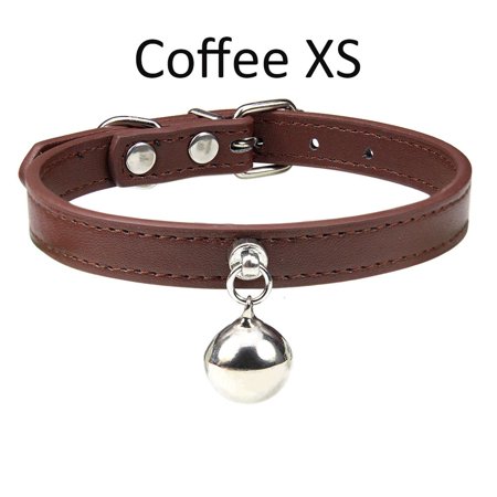 XS/S/M With Bell Kitten Chihuahua Cat Collar Pet Accssories Dog Necklace Puppy Neck Strap COFFEE XS