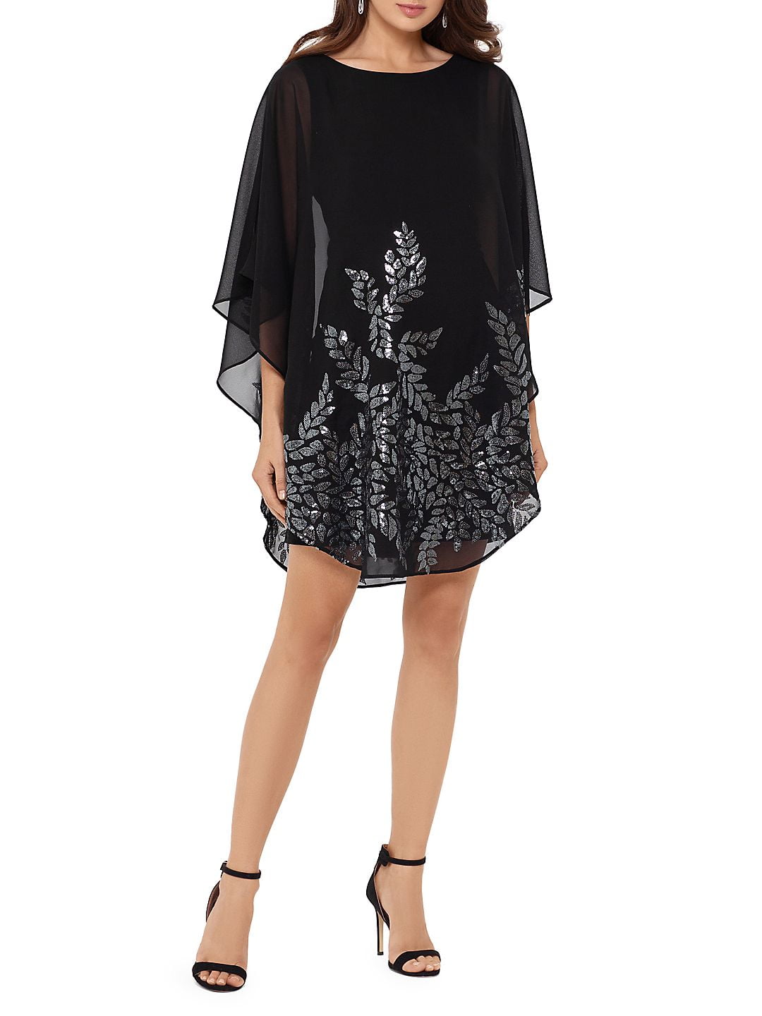 XSCAPE $219 Womens New Black Overlay Floral Sequined Sleeveless Dress 6 B+B  - Walmart.com