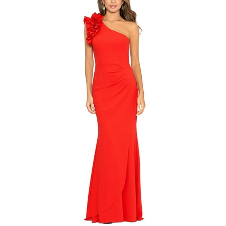 XSCAPE Petite Ruffled One-Shoulder Gown