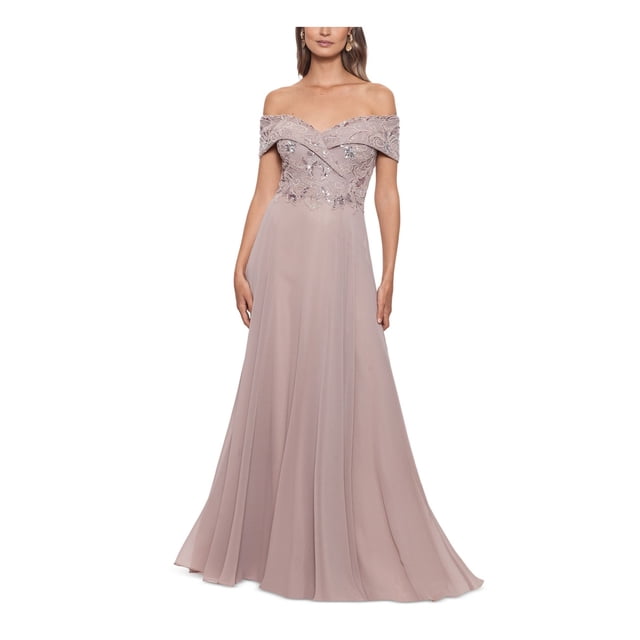 BLONDIE Womens Embellished Spaghetti Strap Scoop Neck Full-Length Formal Fit + Flare Dress
