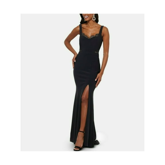 XSCAPE Womens Black V Neck Evening Hi-Lo Dress 8