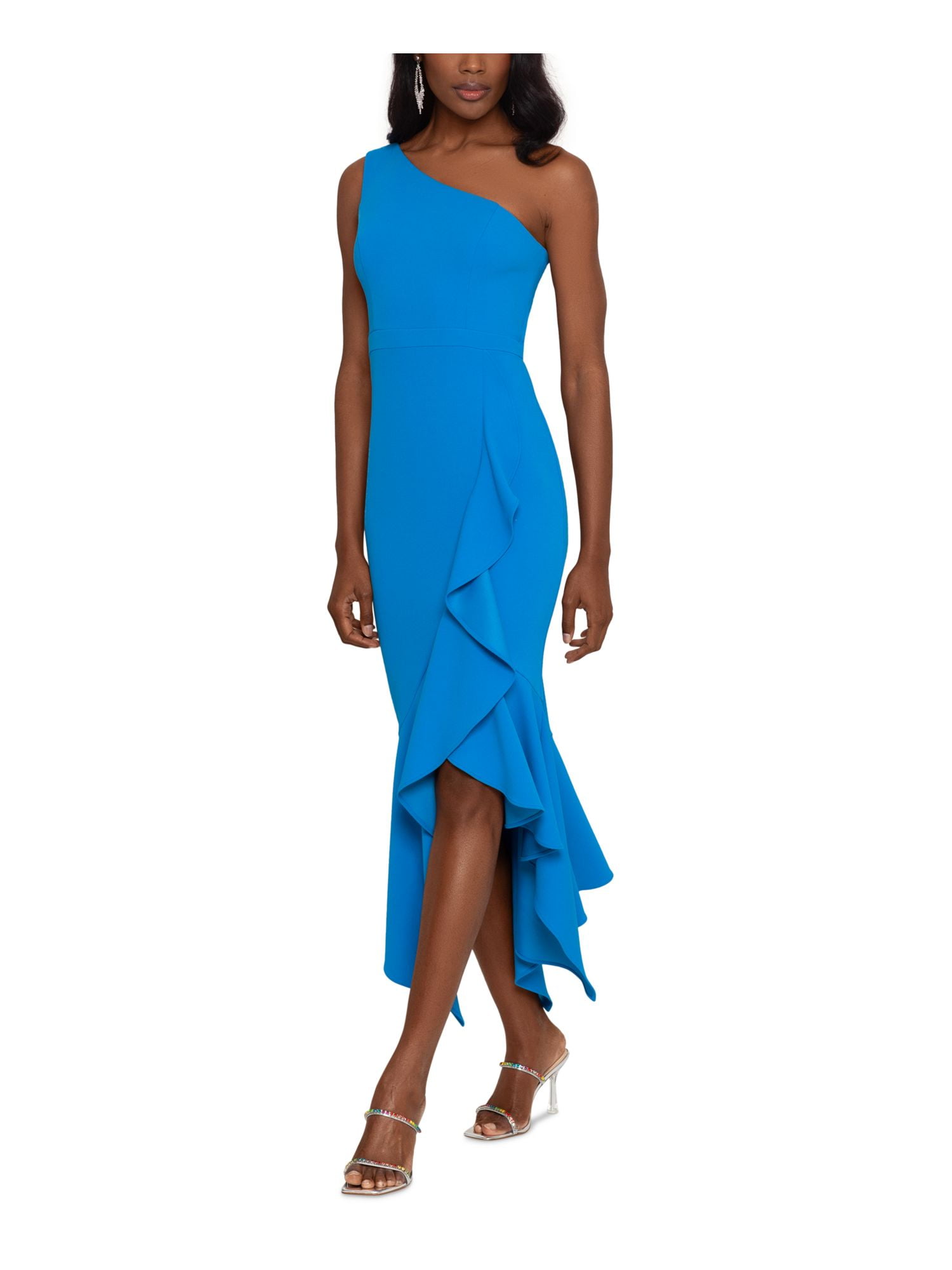 XSCAPE Womens Blue Zippered Ruffled Hi-lo Hem Sleeveless Asymmetrical Neckline Maxi Evening Body Con Dress 12 - Walmart.com XSCAPE Womens Blue Zippered Ruffled Hi-lo Hem Sleeveless Asymmetrical Neckline Maxi Evening Body Con Dress 12 - Walmart.com