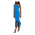 thumbnail image 1 of XSCAPE Womens Blue Zippered Ruffled Hi-lo Hem Sleeveless Asymmetrical Neckline Maxi Evening Body Con Dress 6, 1 of 3