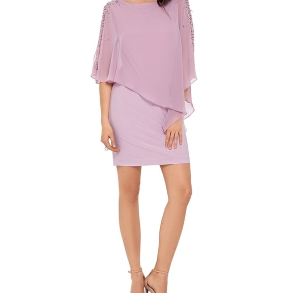 XSCAPE Womens Capelet Sheath Dress, Pink, 8