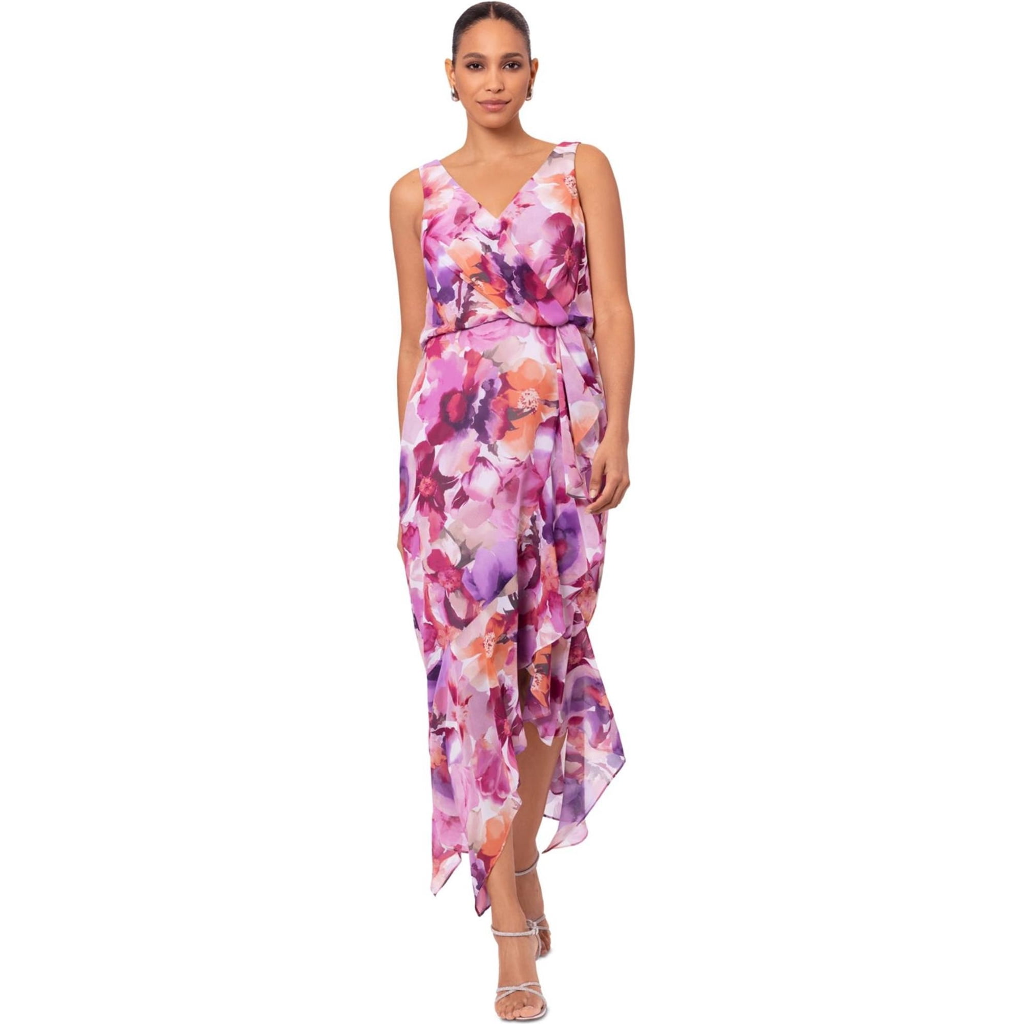 green emerald velvet dress XSCAPE Womens Floral Sleeveless Halter Mini Formal Fit + Flare Dress –  Bobbi + Bricka main image 0
