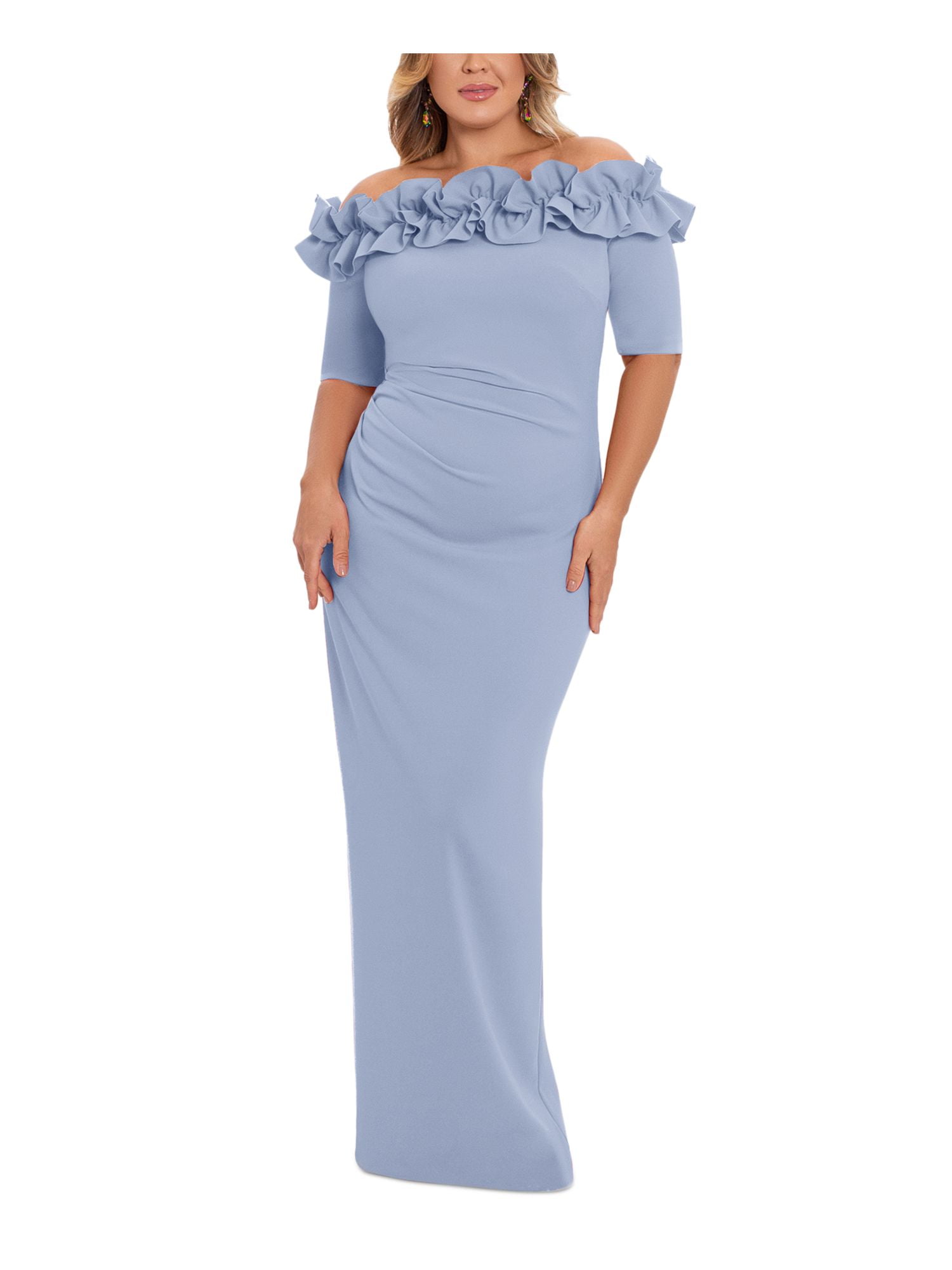 Elbow sleeve top formal dress