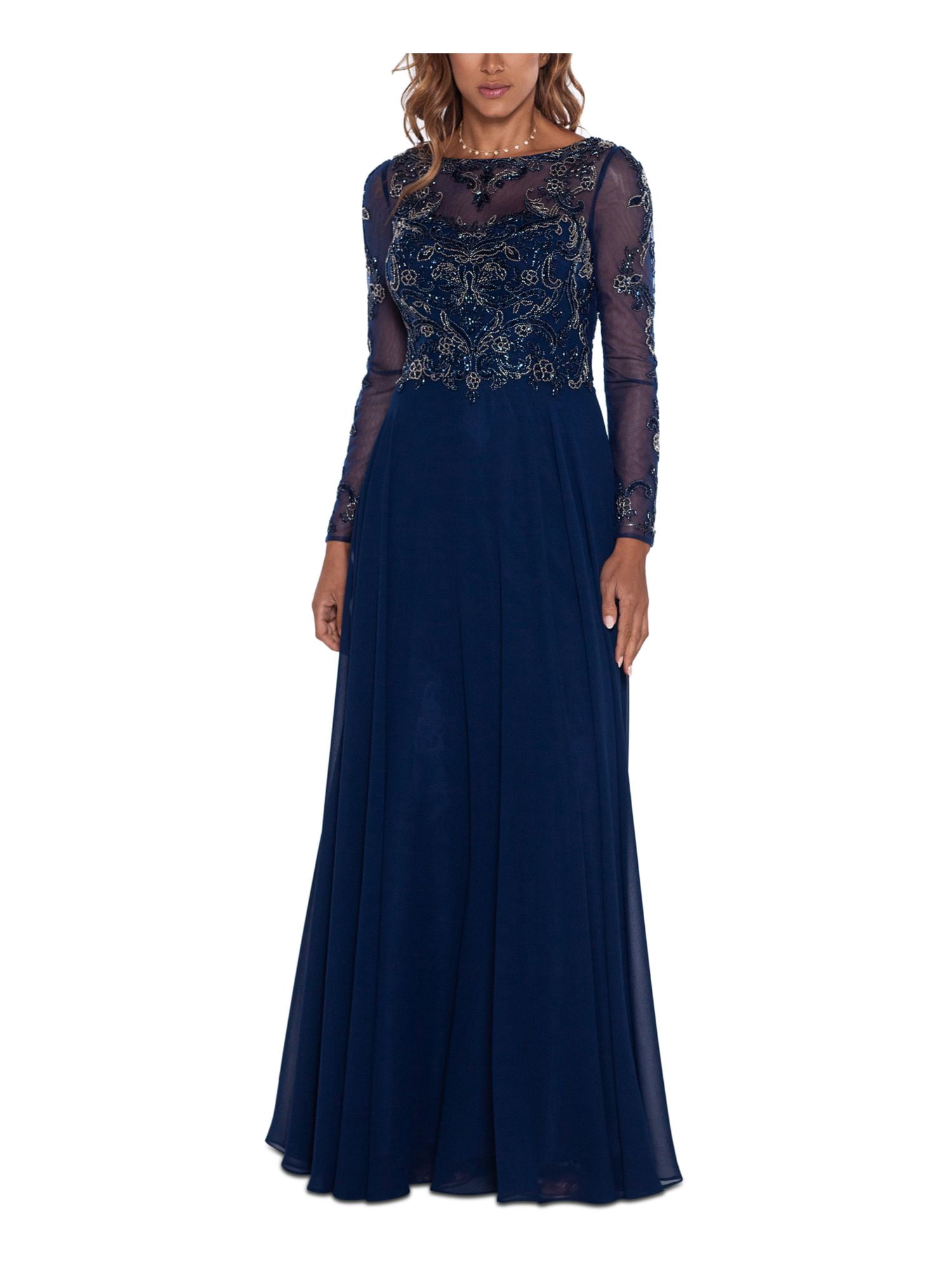 long navy blue strapless dress Navy Blue Sequin Strapless A-Line Long Prom Gown – Modsele