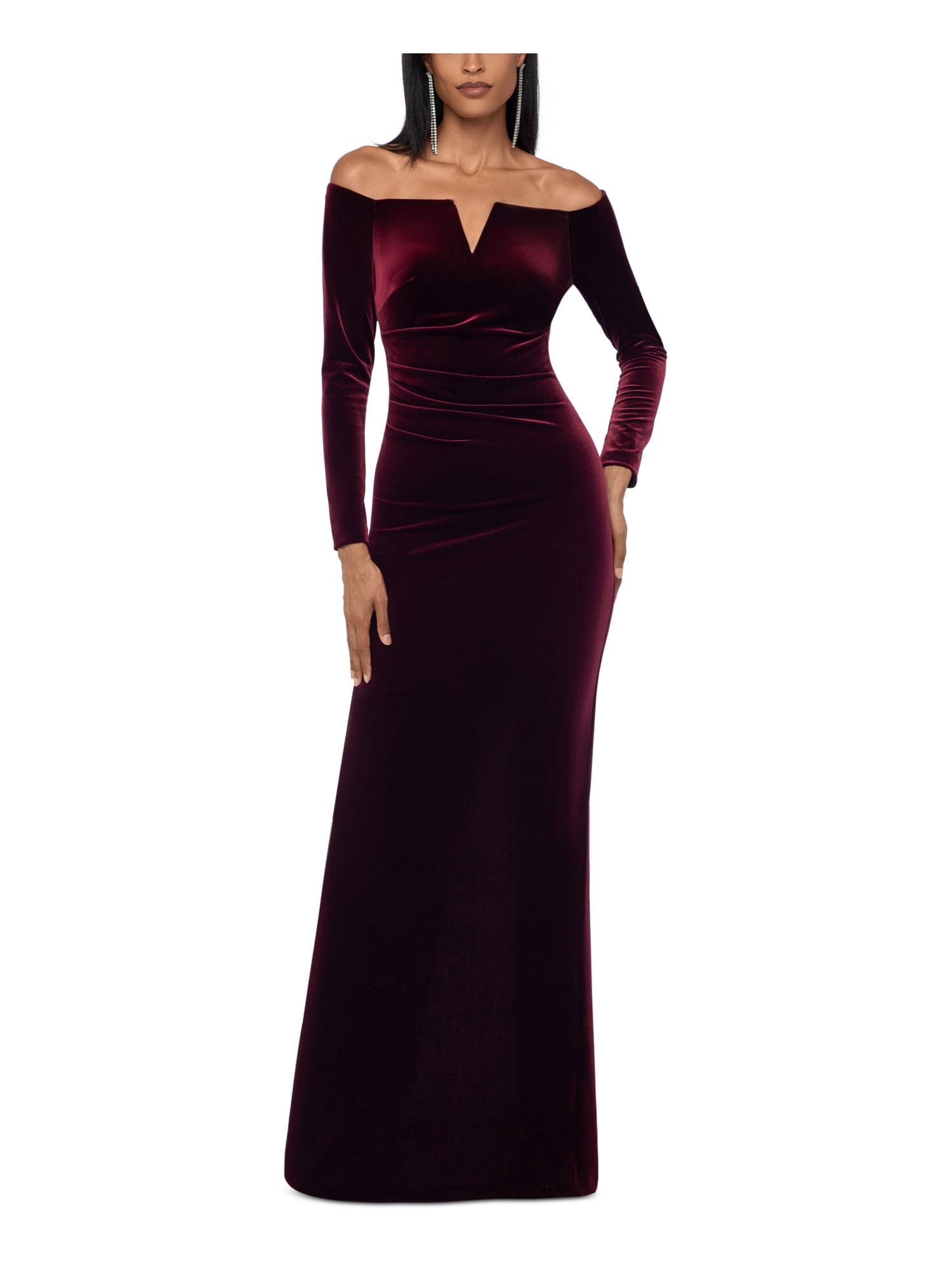 Xscape Women's Long Sleeve Dress With Caviar Bead Sleeves - Fitted Waist, Scuba Fabric, Runs Small - View #2