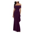 thumbnail image 1 of XSCAPE Womens Purple Ruffled Ruched Off Shoulder Full-Length Evening Dress 4, 1 of 5